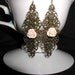 Victorian Filigree Petite Peach Rose Earrings