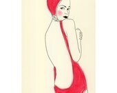 Art Deco pretty girl prints SALE GIFT SET Pretty in Pink  -  5 different prints