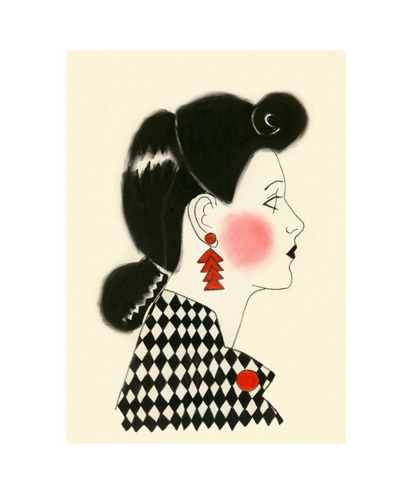 Fashion illustration - Postmodern Beauty - 4" X 6" print
