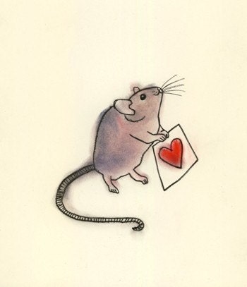 Mouse art -  A Little Love -  4 X 6 print