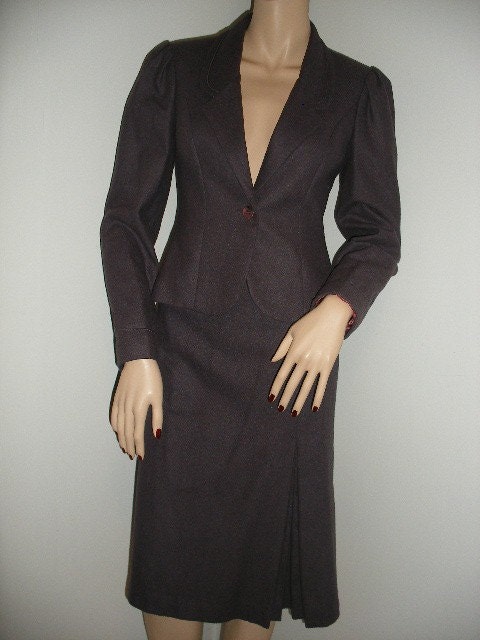 Vintage 80s Secretary Suit, Fabulous Fitted Jacket and Skirt by MJ Concepts in Sportswear.