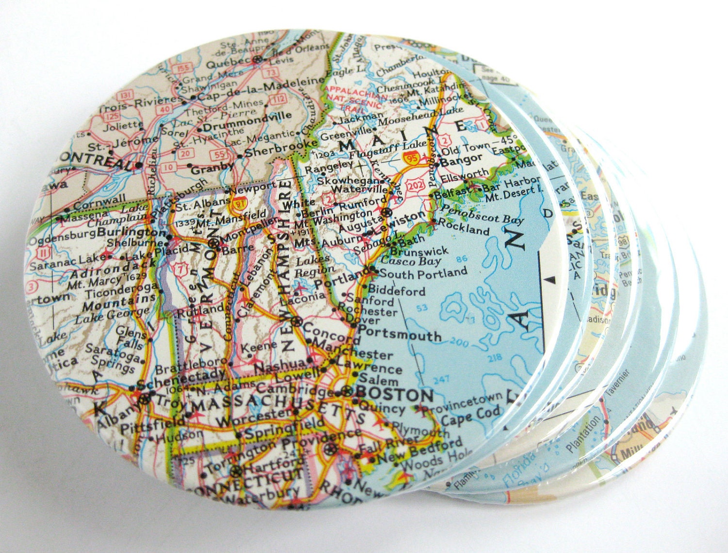 Map Coasters // Choose Your Own Set of 6