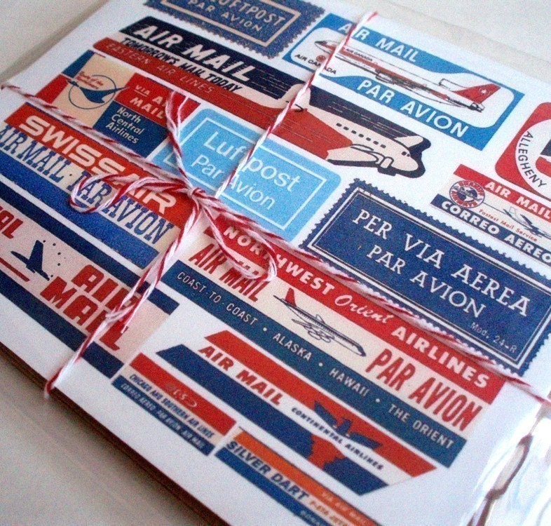 Airmail Stationery // Air Mail Label Note Cards
