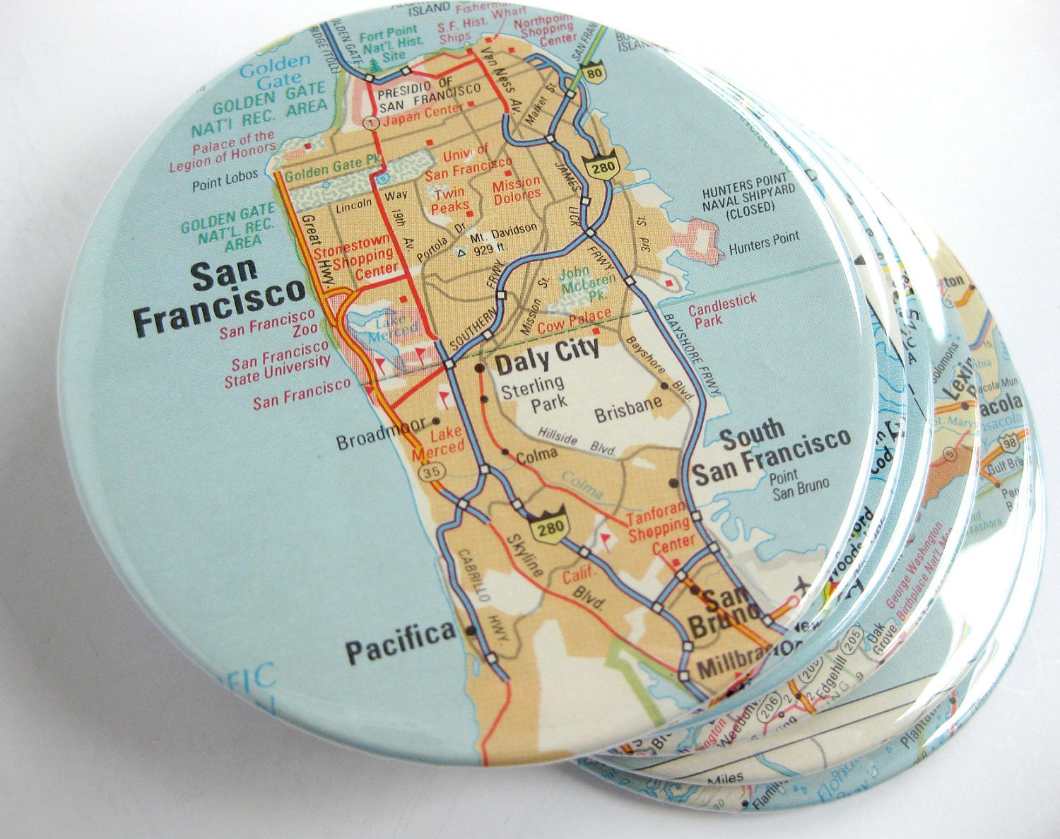 Map Coasters // Choose Your Own Set of 6