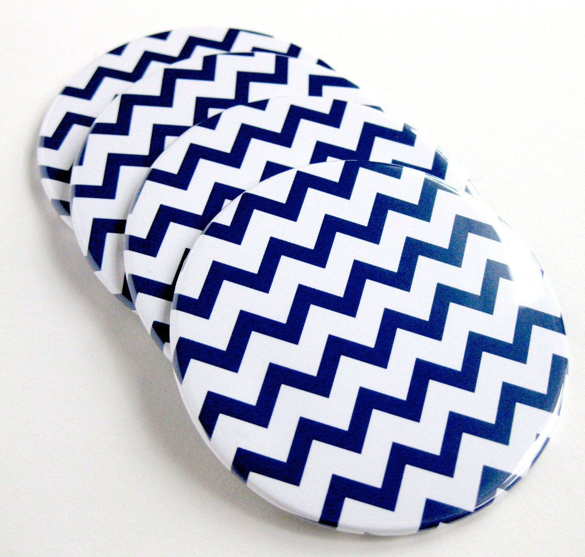 Navy Blue & White Home Decor // Chevron Coasters // Set of 4