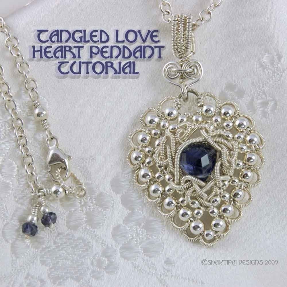 Tangled Love Sterling Silver Gemstone Heart Pendant PDF Wire Jewelry Tutorial Instructions