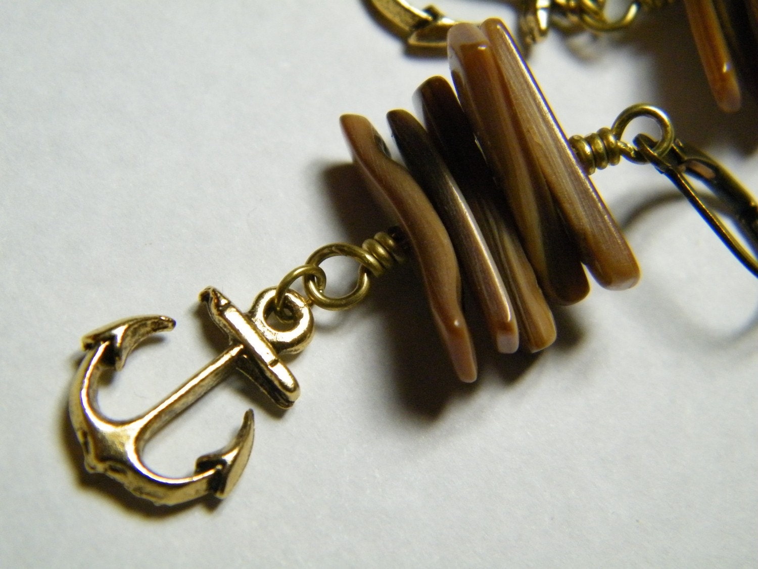Nautical: Mother Of Pearl with pewter anchors, earrings