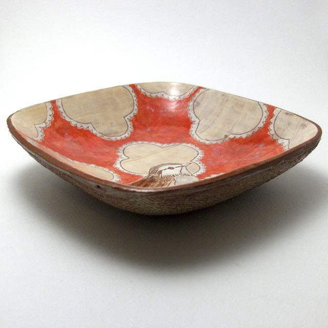 RESERVED--Plate with Hand Drawn Bird and Pattern - OOAK