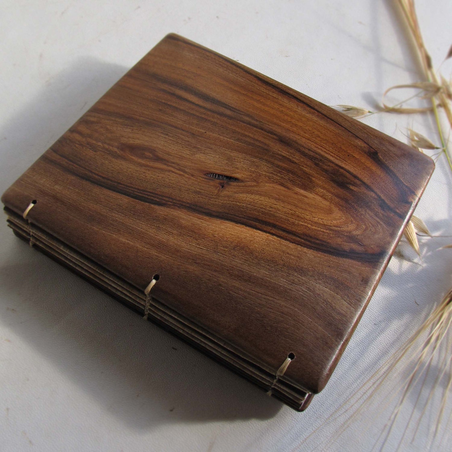Walnut blank guest book journal diary wooden covers by lacunawork