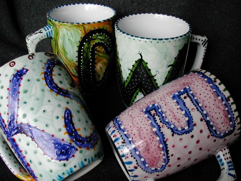 Custom Hand Painted Monogram Coffee Mug