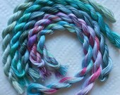 Sea Green, Thistle, Mint, Rose, Perle Fine, 5 pack, Unique, Yarn, Mixed Media, Textile Art, Fiber Art, Serendipity