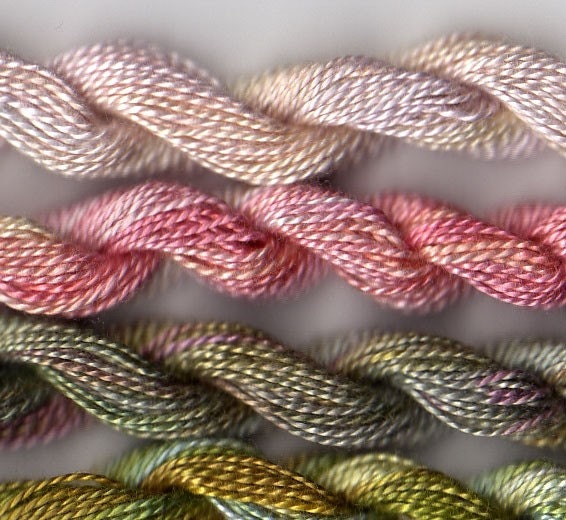 Perle Fine, 5 pack, Green, Pink, Spring, Yarn, Mixed Media, Textile Art, Fiber Art, Serendipity