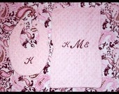 Baby Girl Monogrammed Pink Paisley Minky Bib And Large Shoulder Burp Cloth With Free Shipping