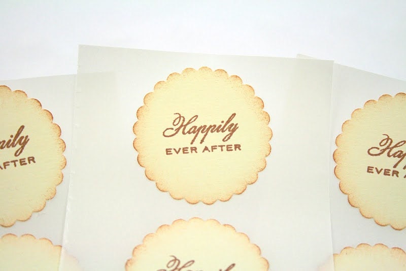 Wedding Sticker Seals Happily Ever After Vintage Style