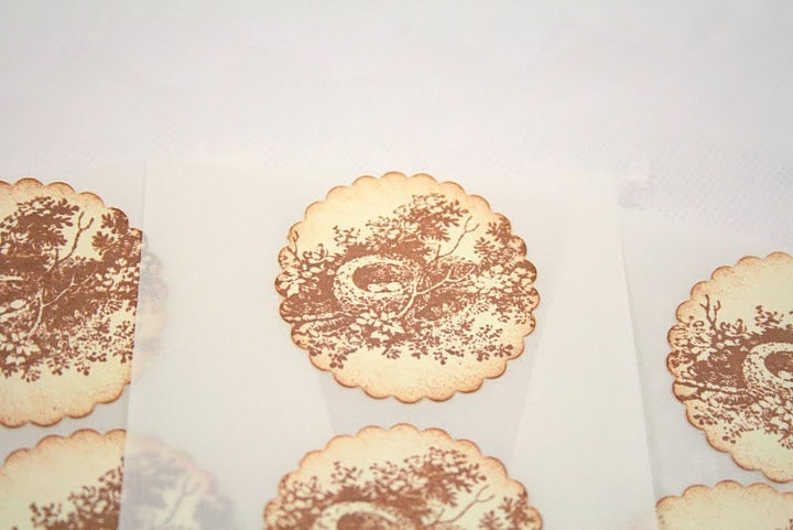 Bird Nest Stickers / Seals - Vintage Stamped