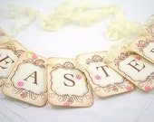 Easter Banner Garland Easter Eggs Sign Vintage Inspired Home Decor