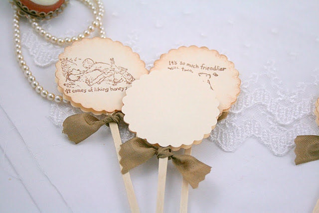 Winnie the Pooh Cupcake Toppers / Food Picks Baby Shower Birthday Party