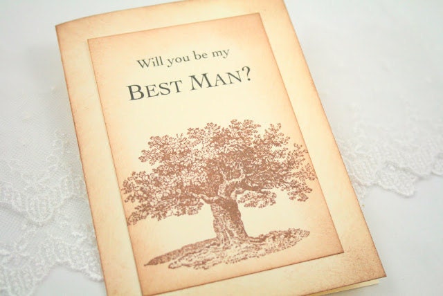 Will You Be My Best Man Wedding Card Card - Vintage Oak Tree - For Men