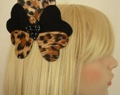 Leopard Print and Black Silk Heart Hair adornment.