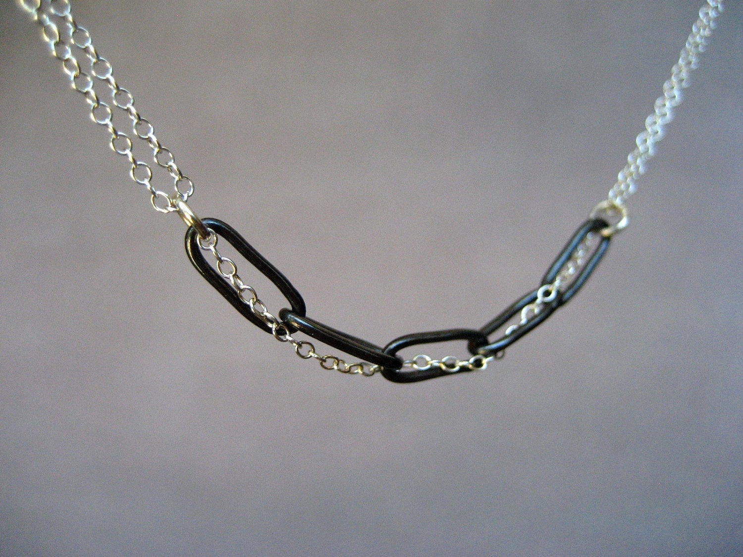 mixed sterling chain necklace
