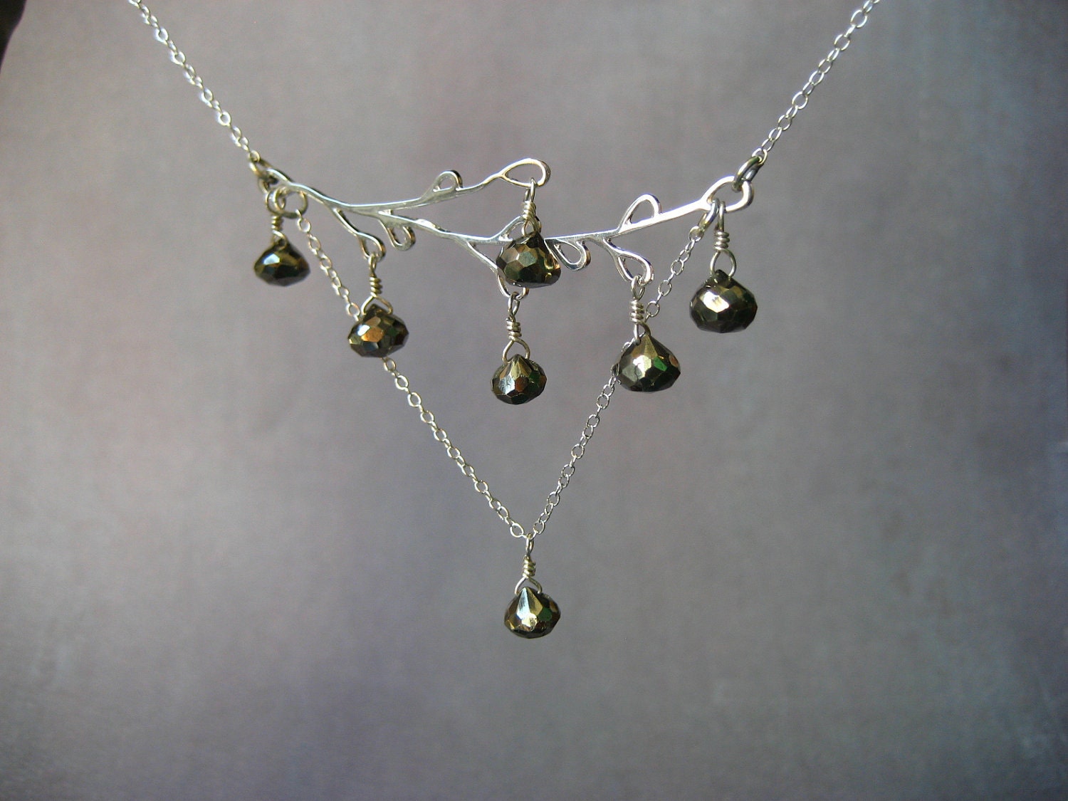 pyrite branch necklace