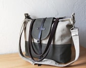 2-Tone Tote in Hemp and Dark Olive with detachable shoulder strap