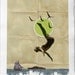 Summer -Fine Art Collage Illustration Print Handmade Paper 20x30cm-8x12", Woman in Bathing suit jumping into Water at the beach