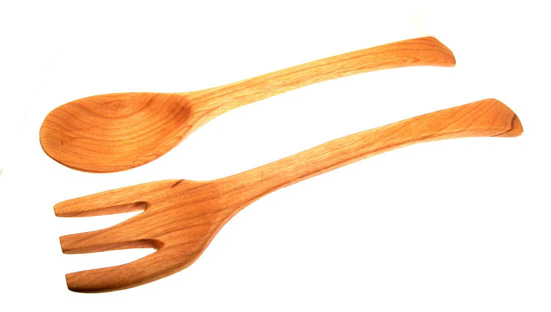 Handcrafted Wood Salad Fork and Spoon Set by rparishwoodworks