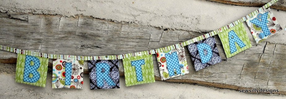 Happy Birthday banner, handmade, whimsical