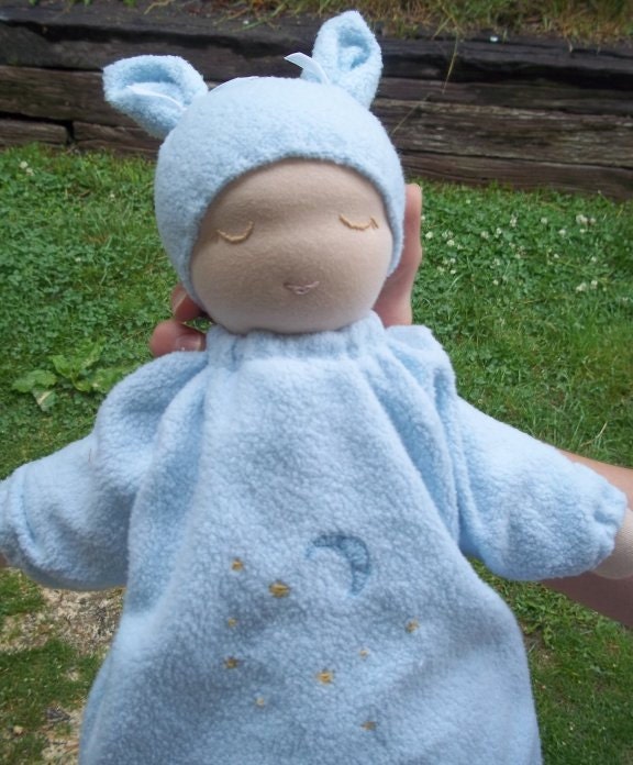 Waldorf Doll, Large Weighted Bunting Baby with Embroidered Gown, Custom Made