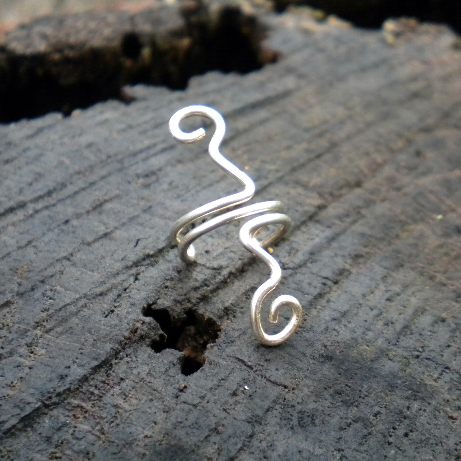 Silver Swirls Elven Ear Cuff