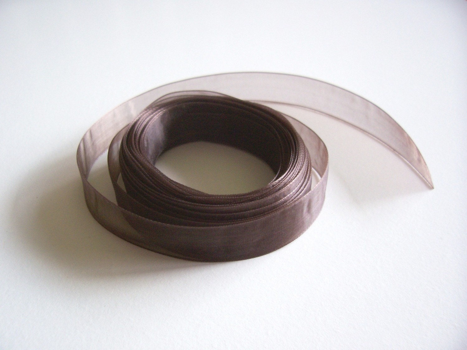 Brown Organza Ribbon 5/8 inch wide x 2 yards