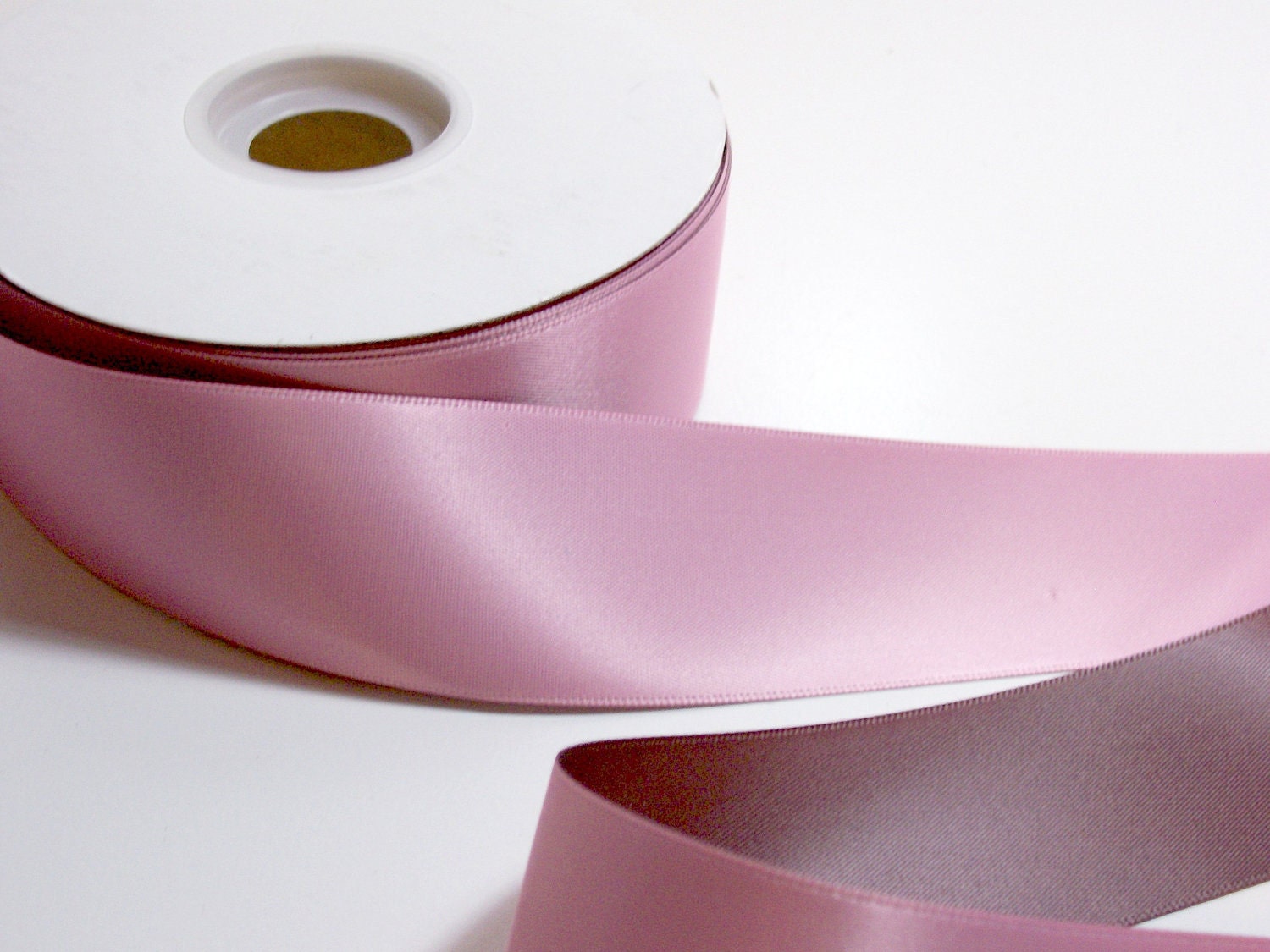 Pink and Brown Dual Tone Satin Ribbon 1 1/2 inches wide x 2 yards/ Craft Supplies/ Sewing Trim