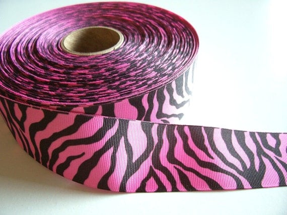 Pink Tiger Stripe Grosgrain Ribbon 1 1/2 inches wide x 3 yards SECOND