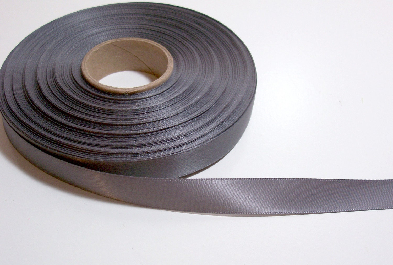 Charcoal gray satin ribbon 5/8 inch Double-Faced x 5 yards precut