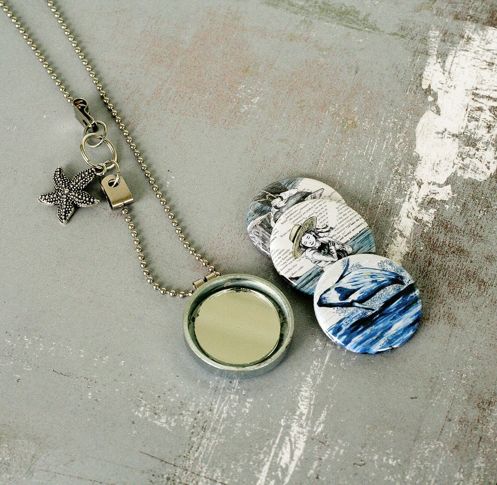 Seaside Mirror Locket Necklace - Magnetic and Interchangeable by Polarity and StudioMME - Starfish, Whale, Boat