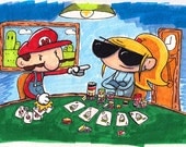 Zero Suit Samus Is A Formidable Poker Player 5x7 print - Day 21 of the 31 Days of Zero Suit Samus