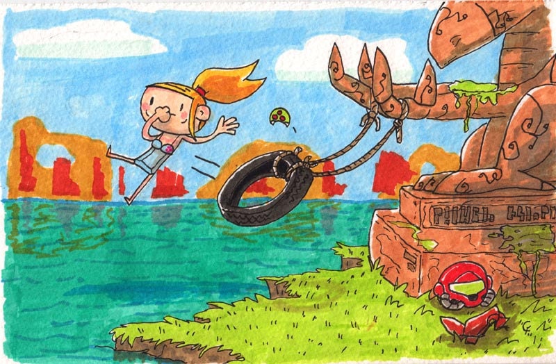 Zero Suit Samus Has A Tire Swing 5x7 print - Day 27 of the 31 Days of Zero Suit Samus
