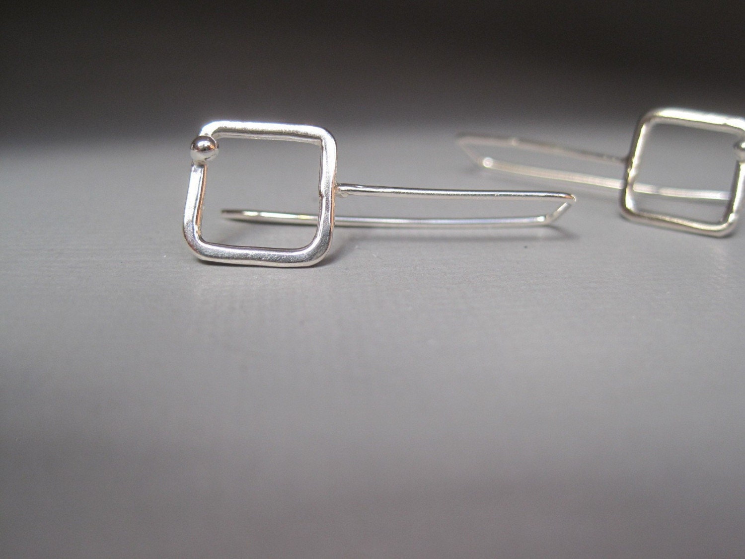 Sterling Silver Square Dot Earrings