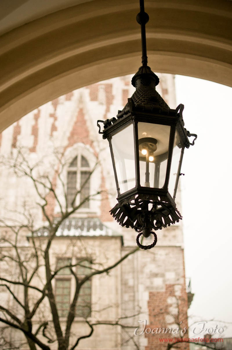 City Light- romantic photograph of unique decorative city lamp with Krakow Town Hall in the background- 8x12" (20x30cm)