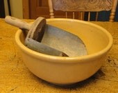 Large Vintage Metal Scoop With Wood Handle