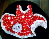 Sweet little Summer Party Dress To Order - Happy Kitty in Cherry Red