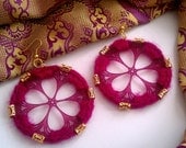 moroccan crochet medallion earrings in purple