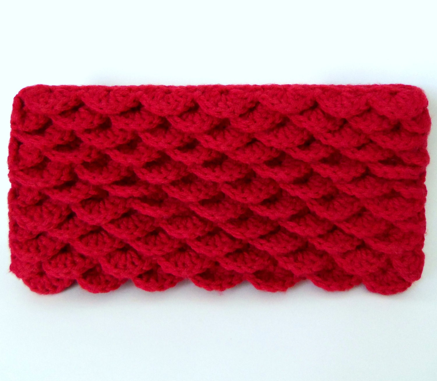 handknit flower petal clutch purse in raspberry - knitted pinkish red pouch with crochet scalloped stitch front flap lined in floral print