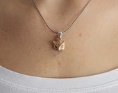 Bronze Owl Necklace with Silver Chain