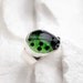 Ladybug Ring - Lime Green Lampwork Glass on Sterling Silver