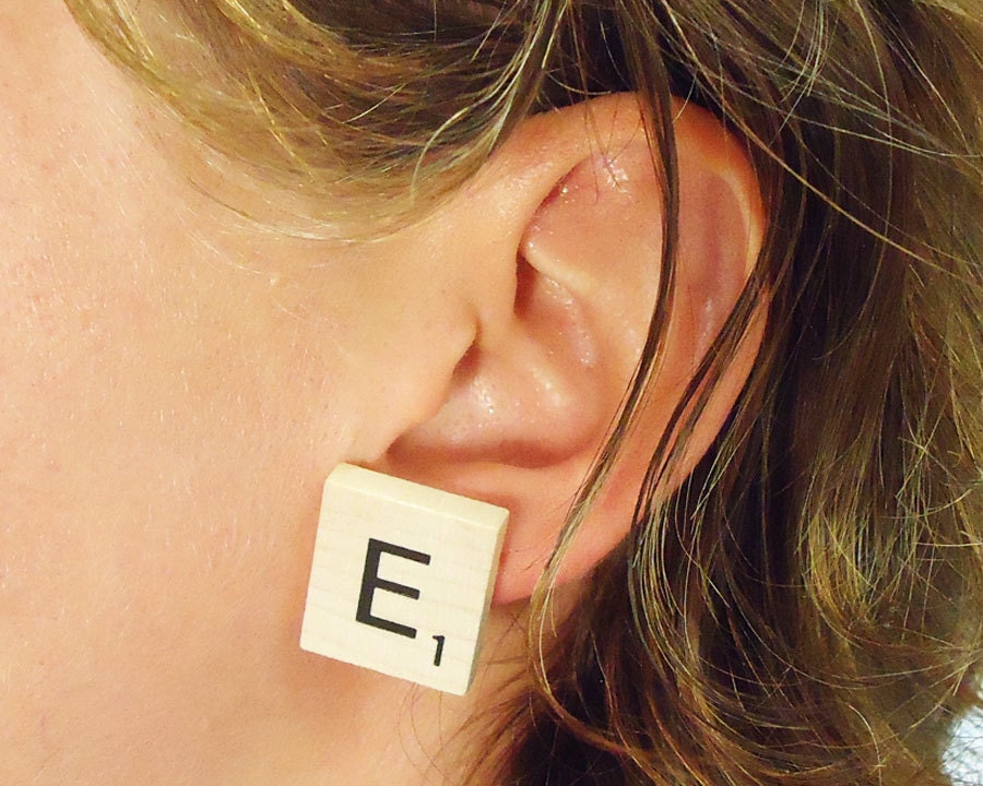 Scrabble tile game pieces on earring posts you choose the letters