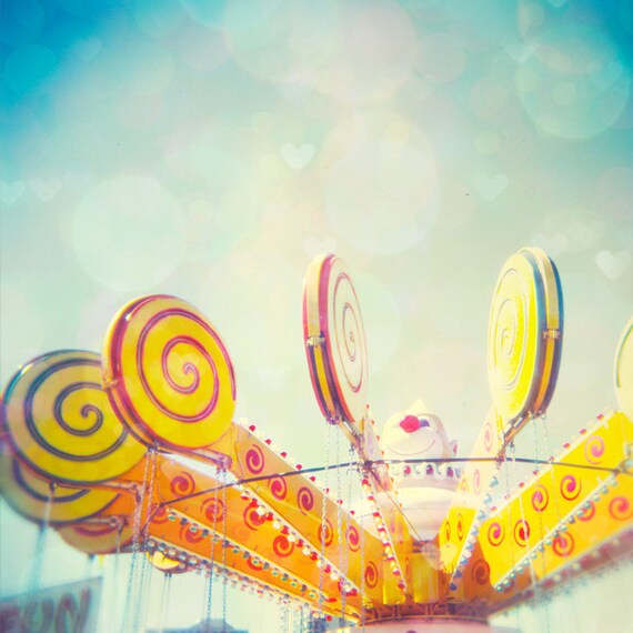 Circus art carnival photo nursery decor clown candy cane children print pale blue Fine Art Photo Lollypop Love 8x8
