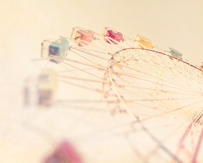 Carnival photography ferris wheel photograph pastel pink decor for a girls room dreamy carnival photo nursery wall - Going Up 8x10