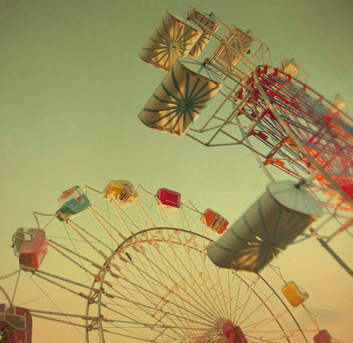 Photography Home decor, carnival photography, nursery art, wall art, spring decor, ferris wheel - Overhead 8x8
